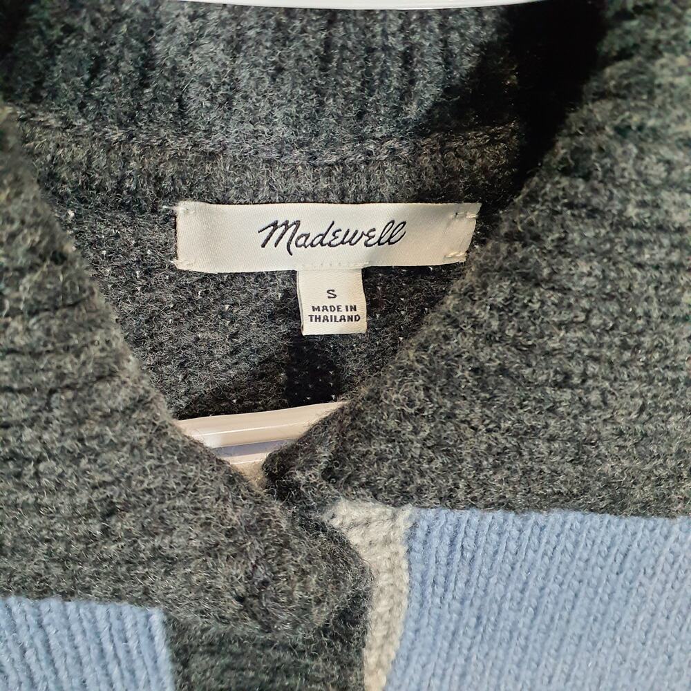 Madewell Striped Blue Gray Rugby Polo Sweater Size S - Picture 4 of 5